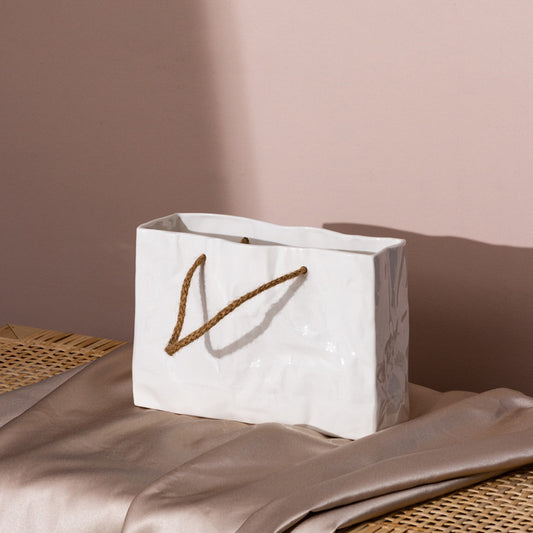 CERAMIC COUTURE BAG VASE