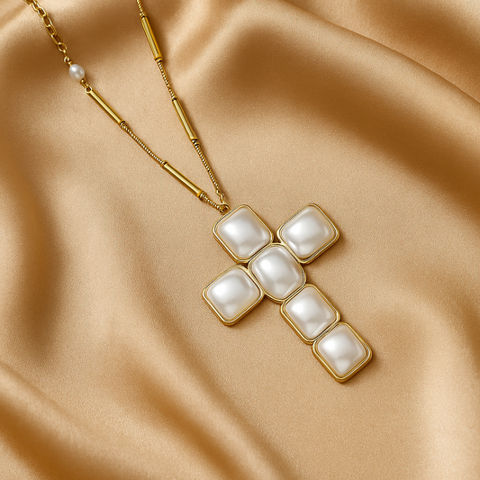 PEARL CROSS NECKLACE