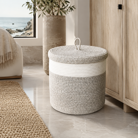 COASTAL ROPE LAUNDRY BASKET